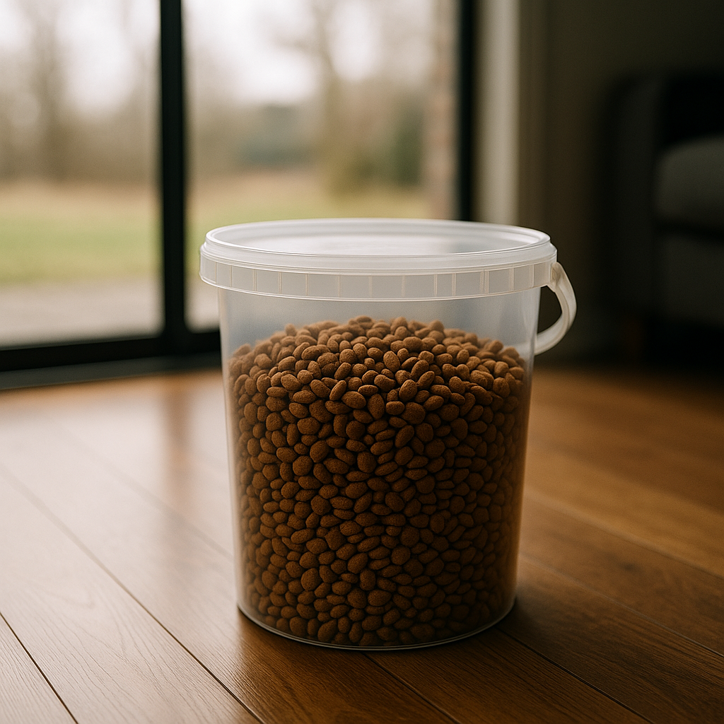 Kunststoffeimer Katzenfutter